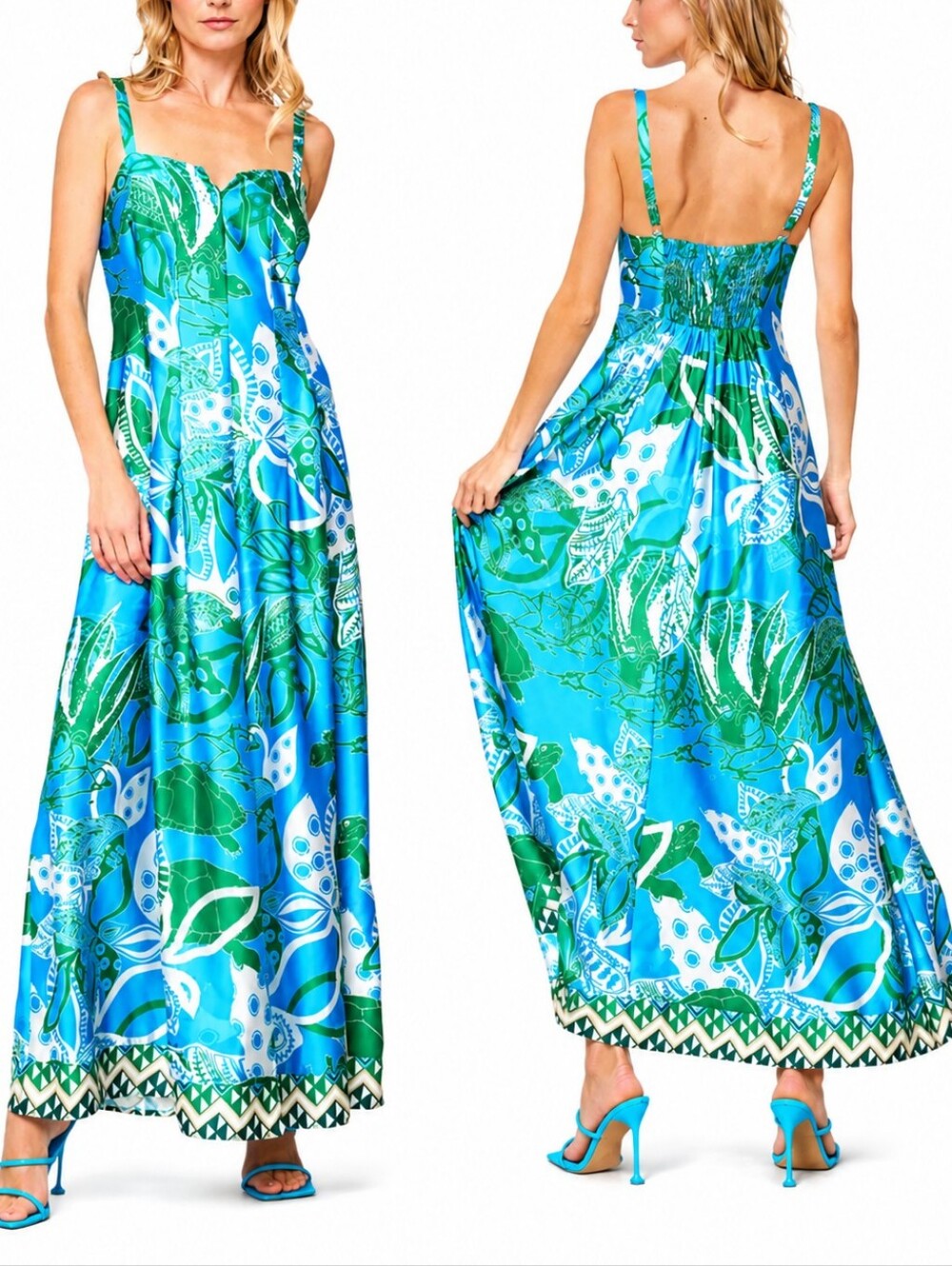 Ciebon Carisa Satin Maxi Dress Blue XSmall